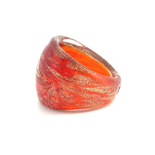 Handmade Glass Acrylic Ring Brilliance of Gilded Ember Infinity Band