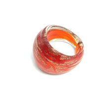 Handmade Glass Acrylic Ring Brilliance of Gilded Ember Infinity Band