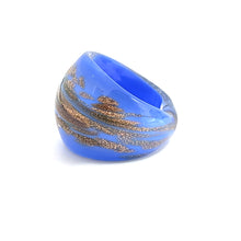 Handmade Glass Acrylic Ring Azure Opulent Gilded Infinity Band