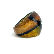Handmade Glass Acrylic Ring Aqua Fusion Golden Elegance Infinity Band
