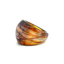 Handmade Glass Acrylic Ring Luster Amber Radiance Silver Infinity Band