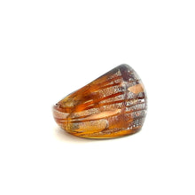 Handmade Glass Acrylic Ring Luster Amber Radiance Silver Infinity Band