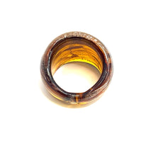 Handmade Glass Acrylic Ring Luster Amber Radiance Silver Infinity Band