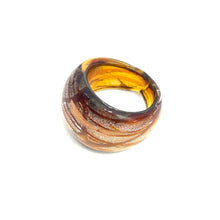 Handmade Glass Acrylic Ring Luster Amber Radiance Silver Infinity Band