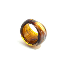 Handmade Glass Acrylic Ring Luster Amber Radiance Silver Infinity Band