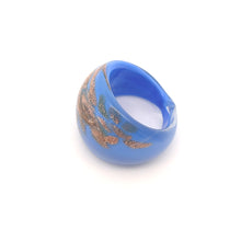 Handmade Glass Acrylic Ring Opulent Gilded Azure Infinity Band