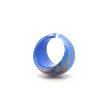 Handmade Glass Acrylic Ring Opulent Gilded Azure Infinity Band