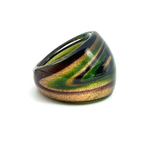 Handmade Glass Acrylic Ring Galactic Verdant Gleam Infinity Band