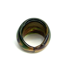 Handmade Glass Acrylic Ring Galactic Verdant Gleam Infinity Band