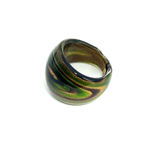 Handmade Glass Acrylic Ring Galactic Verdant Gleam Infinity Band