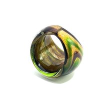 Handmade Glass Acrylic Ring Galactic Verdant Gleam Infinity Band