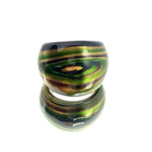 Handmade Glass Acrylic Ring Galactic Verdant Gleam Infinity Band