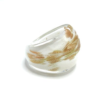 Handmade Glass Acrylic Ring Snowfall Gilded Delight Infinity Band