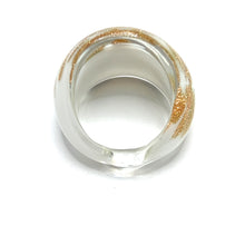 Handmade Glass Acrylic Ring Snowfall Gilded Delight Infinity Band