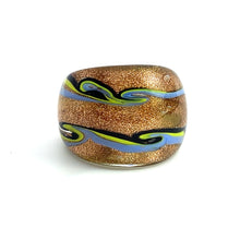 Handmade Glass Acrylic Ring Golden Chromatic Arabesque Infinity Band