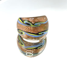 Handmade Glass Acrylic Ring Golden Chromatic Arabesque Infinity Band