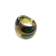 Handmade Glass Acrylic Ring Golden Blossom Meadow Infinity Band