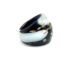 Handmade Glass Acrylic Ring Gilded Elegance Monochrome Infinity Band