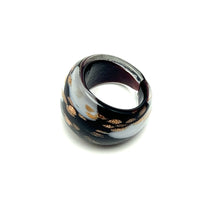 Handmade Glass Acrylic Ring Gilded Elegance Monochrome Infinity Band