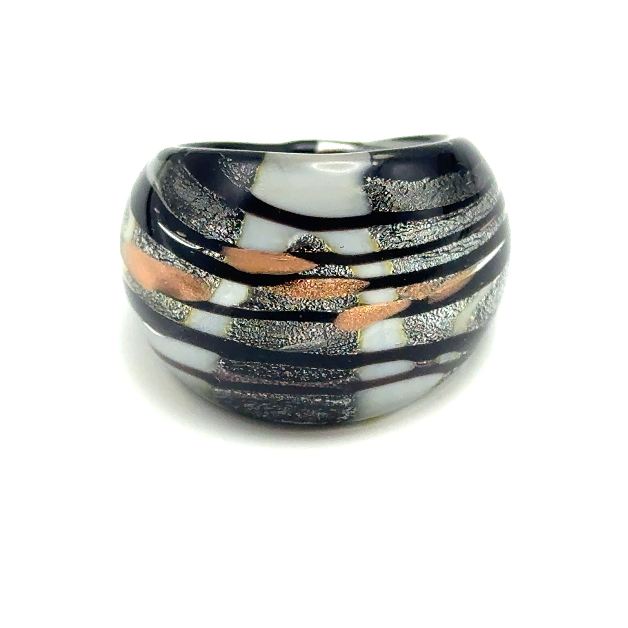 Handmade Glass Acrylic Ring Monochrome's Luminance Infinity Band