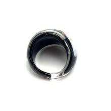 Handmade Glass Acrylic Ring Monochrome Elegance Gilded Infinity Band