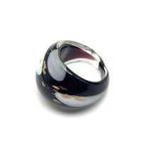 Handmade Glass Acrylic Ring Monochrome Elegance Gilded Infinity Band