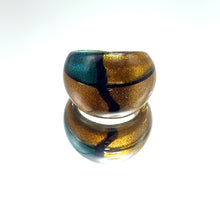 Handmade Glass Acrylic Ring Elegance Aqua Fusion Golden Infinity Band