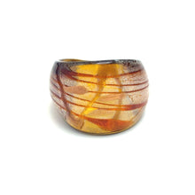 Handmade Glass Acrylic Ring Amber Symphony Silver Stroke Infinity Band