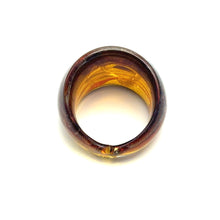 Handmade Glass Acrylic Ring Amber Symphony Silver Stroke Infinity Band