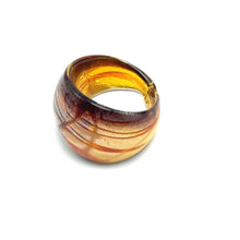 Handmade Glass Acrylic Ring Amber Symphony Silver Stroke Infinity Band