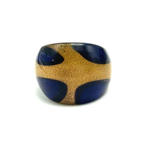 Handmade Glass Acrylic Ring Sapphire Brilliance Golden Infinity Band