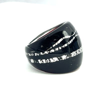 Handmade Glass Acrylic Ring Urban Streak Silver Edge Infinity Band