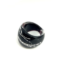 Handmade Glass Acrylic Ring Urban Streak Silver Edge Infinity Band