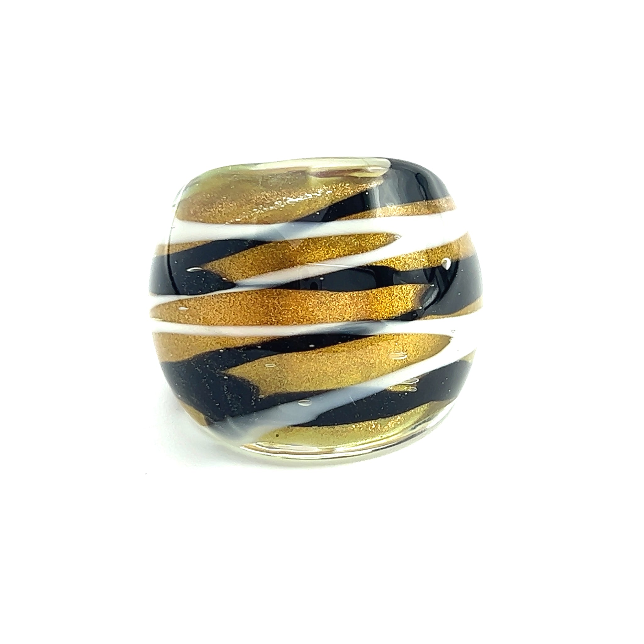 Handmade Glass Acrylic Ring Gilded Radiance Monochrome Infinity Band