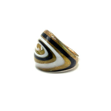 Handmade Glass Acrylic Ring Golden Galactic Mono chrome Infinity Band