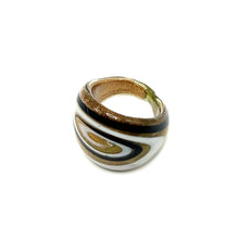 Handmade Glass Acrylic Ring Golden Galactic Mono chrome Infinity Band