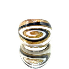 Handmade Glass Acrylic Ring Golden Galactic Mono chrome Infinity Band