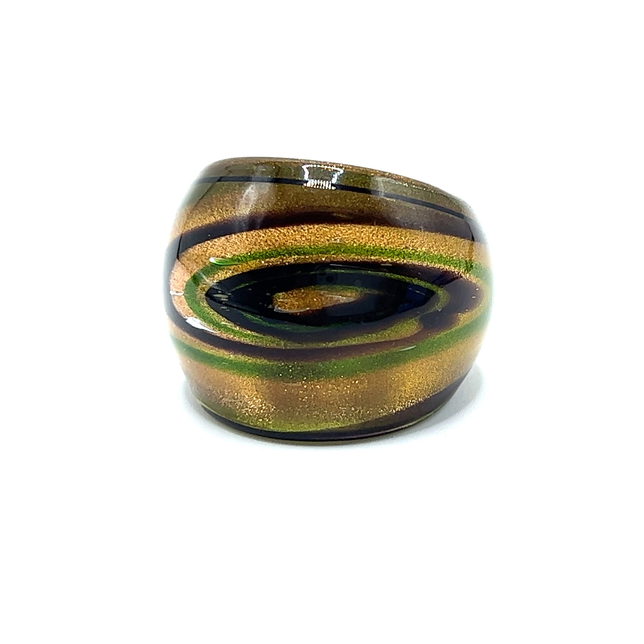 Handmade Glass Acrylic Ring Nature's Gilded Galaxy Infinity Band