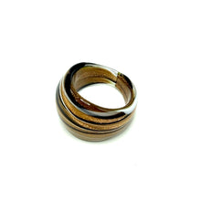 Handmade Glass Acrylic Ring Chic Monochrome Panda Golden Infinity Band