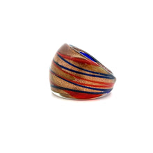 Handmade Glass Acrylic Ring Artisan Striped Splendor Golden Infinity Band