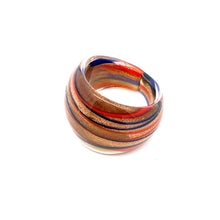 Handmade Glass Acrylic Ring Artisan Striped Splendor Golden Infinity Band