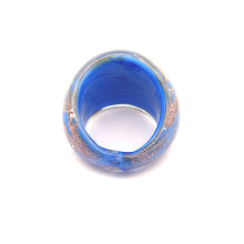 Handmade Glass Acrylic Ring Azure Gilded Opulent Infinity Band