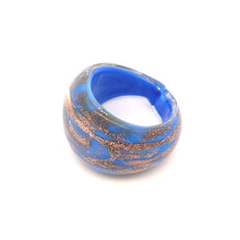 Handmade Glass Acrylic Ring Azure Gilded Opulent Infinity Band