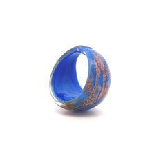 Handmade Glass Acrylic Ring Azure Gilded Opulent Infinity Band