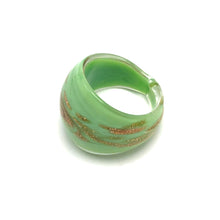 Handmade Glass Acrylic Ring Golden Elegance Mint Sparkled Infinity Band