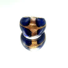 Handmade Glass Acrylic Ring Navy Veils Golden Floral Infinity Band