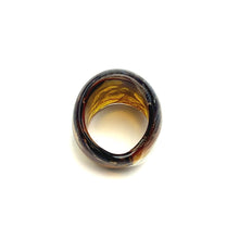 Handmade Glass Acrylic Ring Silver Amber Radiance Luster Infinity Band