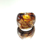 Handmade Glass Acrylic Ring Silver Amber Radiance Luster Infinity Band