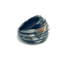 Handmade Glass Acrylic Ring Noir Silver Radiance Infinity Band