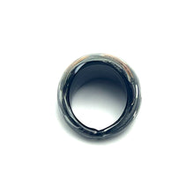 Handmade Glass Acrylic Ring Noir Silver Radiance Infinity Band